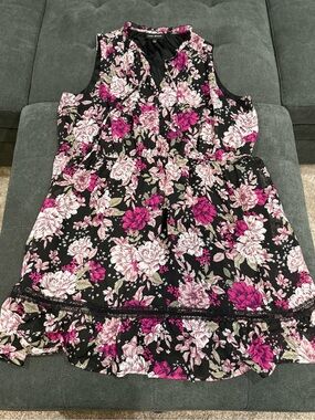 Lane Bryant Midi Dress with Pink & White Floral Print, 24W